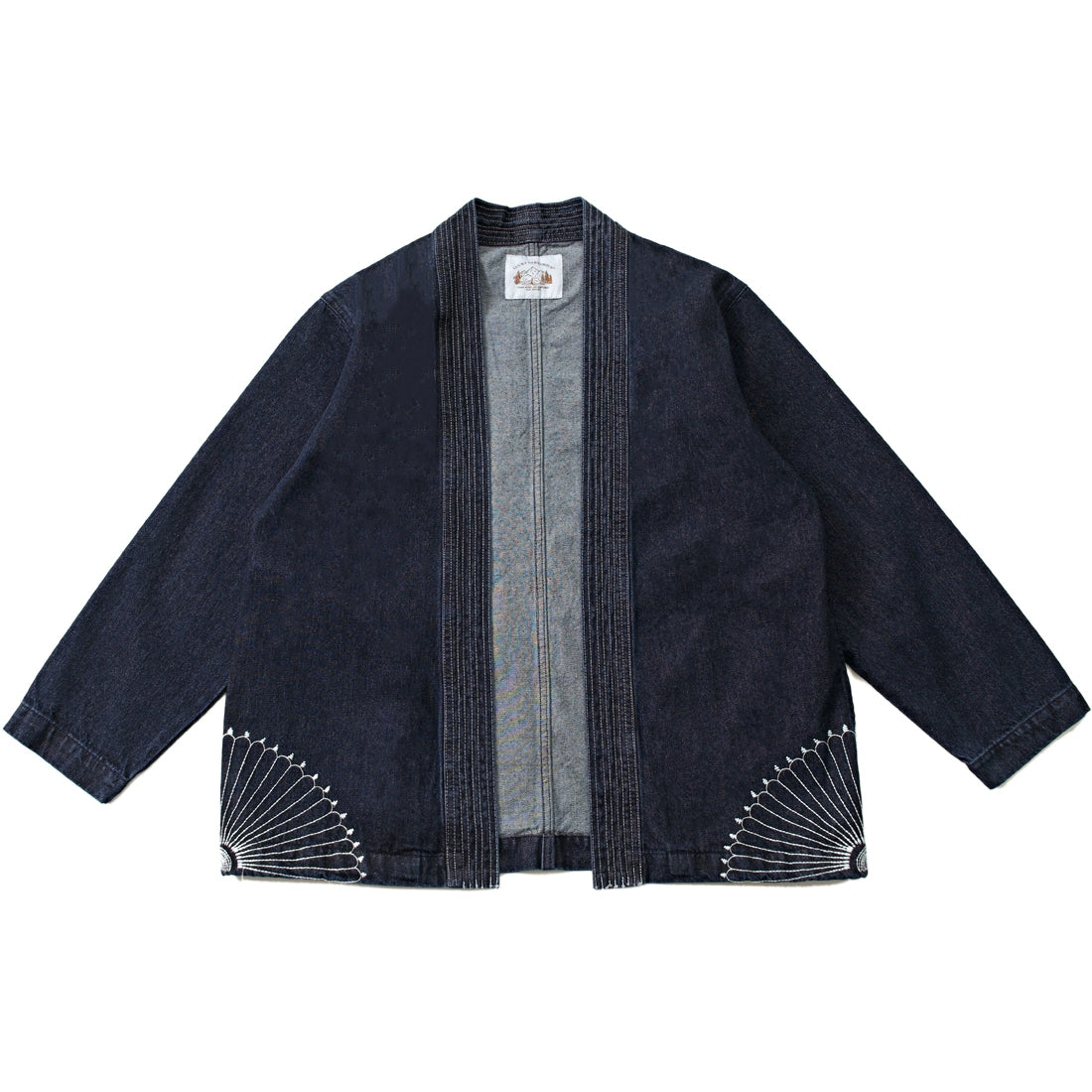 Japanese retro men's spring and autumn heavyweight washed denim washed embroidered robe jacket jacket men's and women's trendy tops