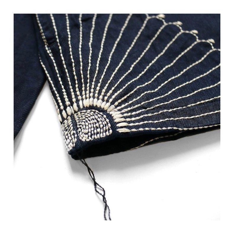 Japanese vintage blue-dyed Japanese-style embroidered casual loose long-sleeved jacket