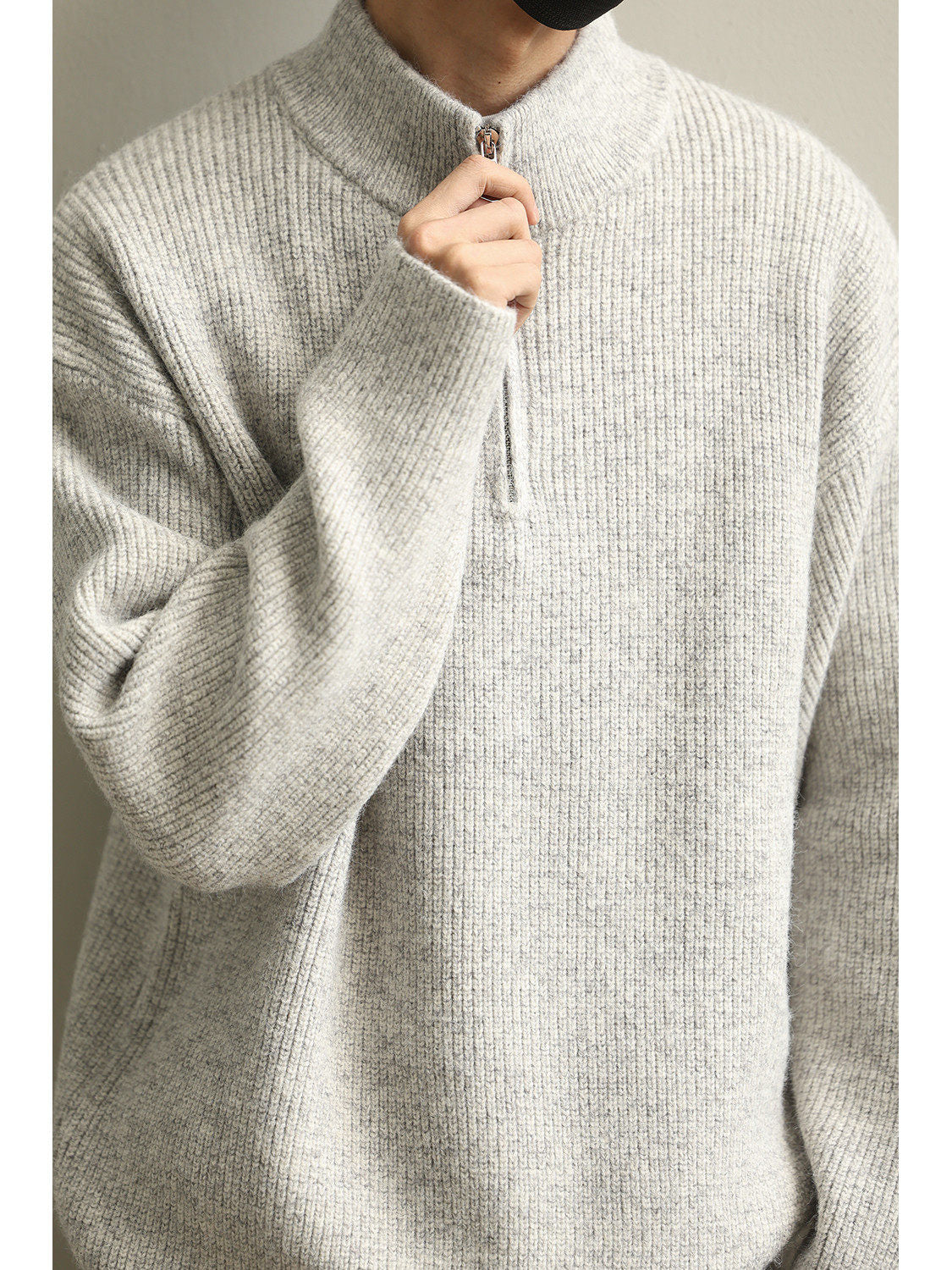 Stand Collar Half-Zip Pullover Sweater – Japanese Loose Unisex – Sweater pullover | japanese streetwear | vintage workwear | unisex | Yamalinclothes