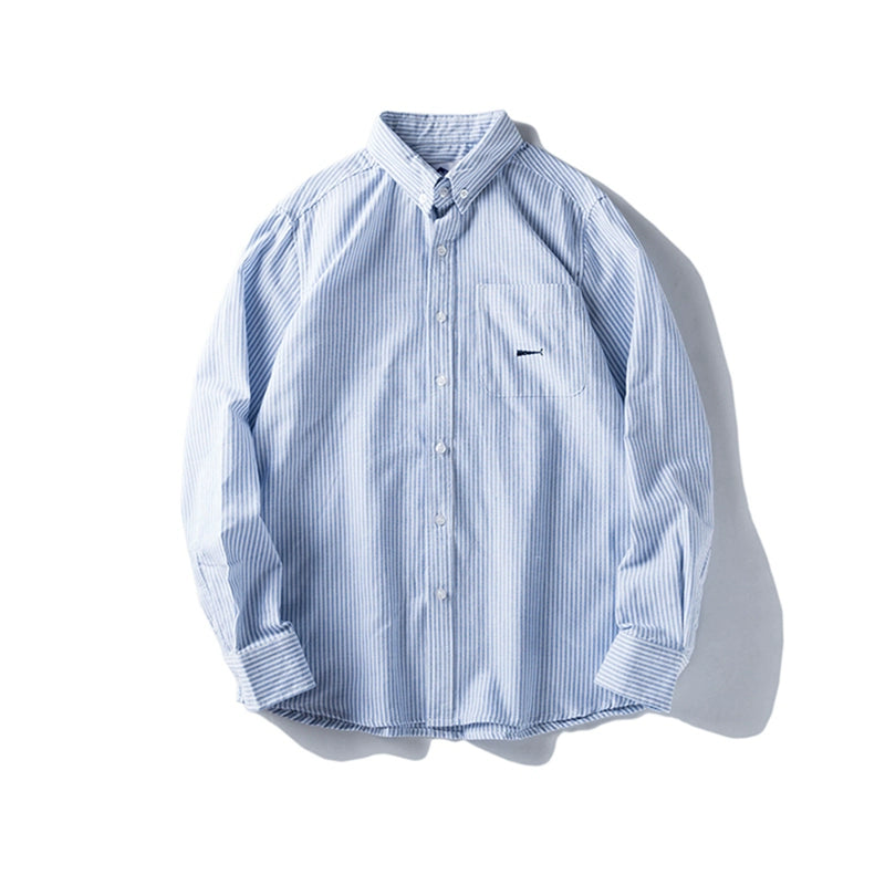 Japanese Oxford long sleeve shirt casual loose Hong Kong style youth shirt