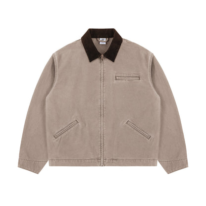 15oz Heavy Canvas Cargo Jacket – Washed Distressed Loose Oversized Streetwear