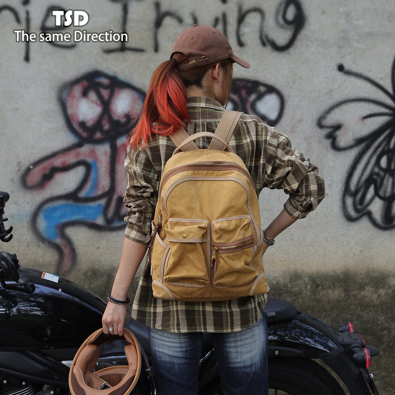 Vintage Canvas Backpack – 20oz Heavyweight Leather Trim