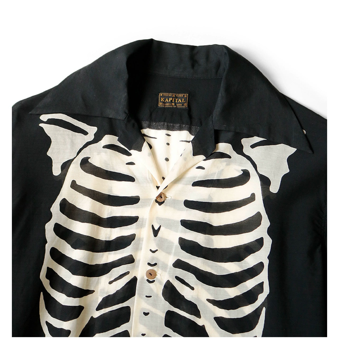 Japanese casual rayon loose bone print long sleeve lapel shirt