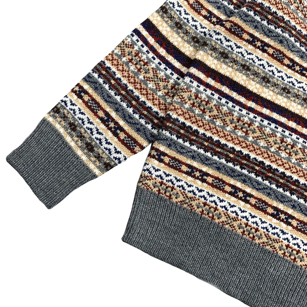 American vintagejacquard knit ethnic style pullover sweater