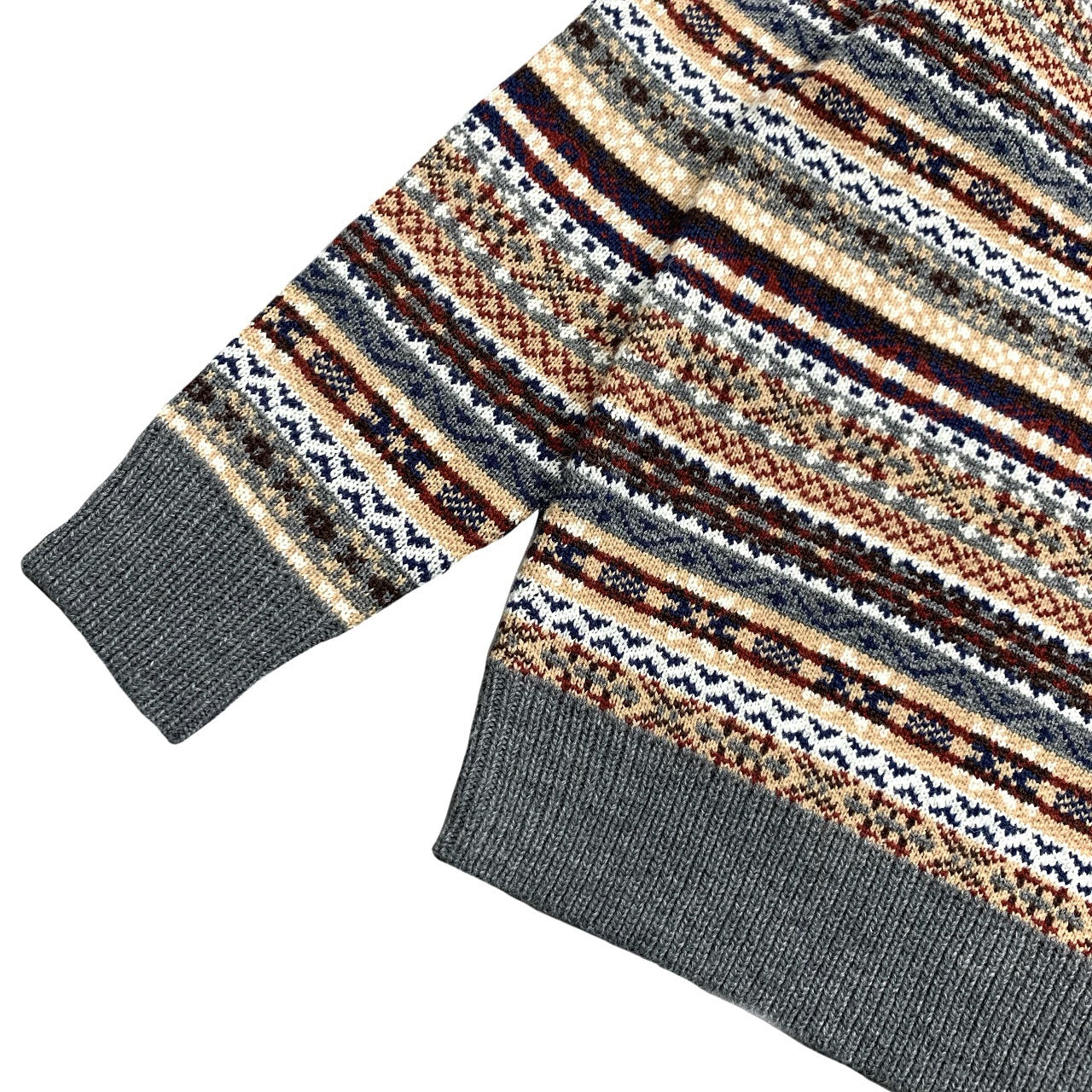 American vintagejacquard knit ethnic style pullover sweater