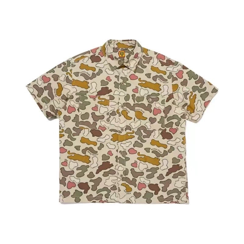 Japanese summer full print short sleeve shirt thin loose casual Hawaiian style