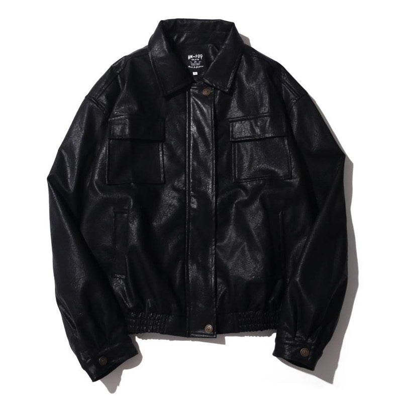 Vintage Moto Leather Jacket – Unisex PU Biker Brown Black