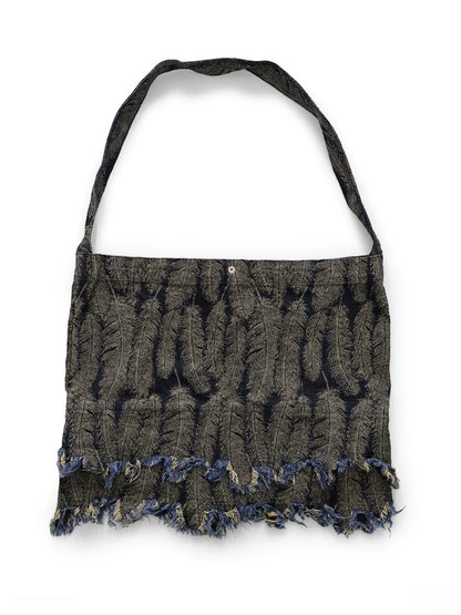 Japanese vintage casual feather tassel single-shoulder crossbody denim bag