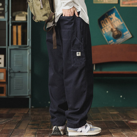 Japanese trendy brand functional cargo pants men's new summer straight-leg pants loose youth slacks men's logging pants