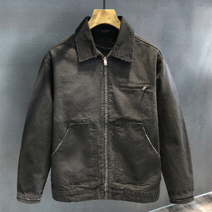 Detroit Vintage Heavy Cotton Cargo Jacket Men – American Workwear Lapel Barn Coat | Japanese vintage | yamalin clothes | Yamalinclothes