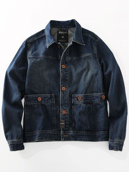 Washed Denim Jacket – Vintage Double Pocket – Coats Jackets | japanese streetwear | vintage workwear | unisex | Yamalinclothes