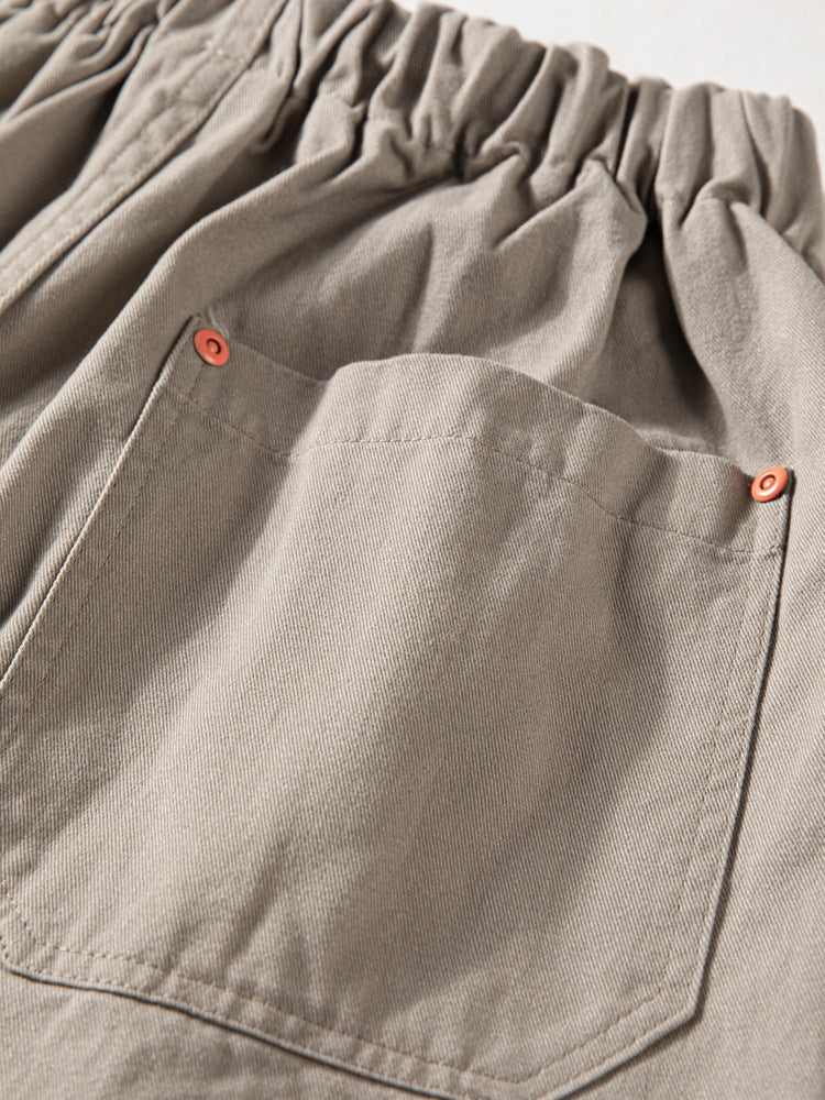 Wide-Leg Cotton Pants – Pleated Elastic Waist | Yamalinclothes | Vintage workwear outfit