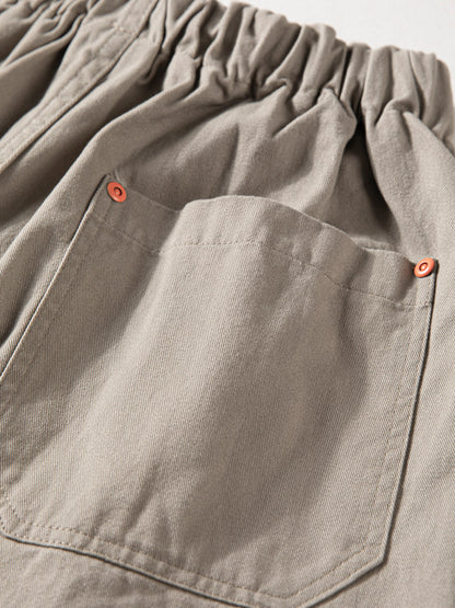 Wide-Leg Cotton Pants – Pleated Elastic Waist | Yamalinclothes | Vintage workwear outfit