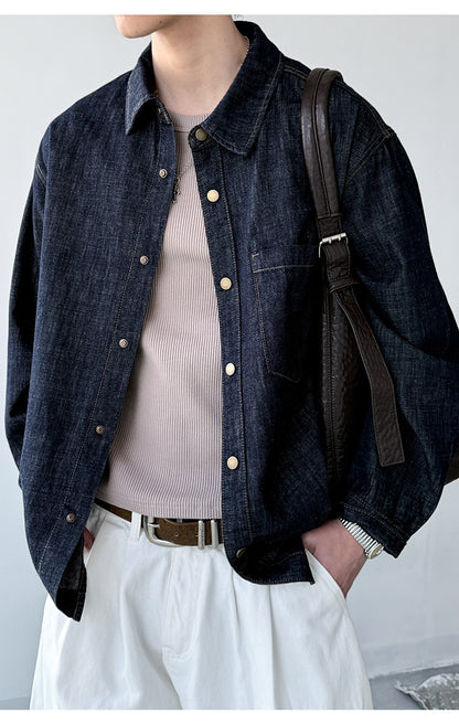 Denim Shirt – Washed Texture & Snap Front | Yamalinclothes