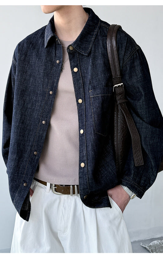 Denim Shirt – Washed Texture & Snap Front | Yamalinclothes
