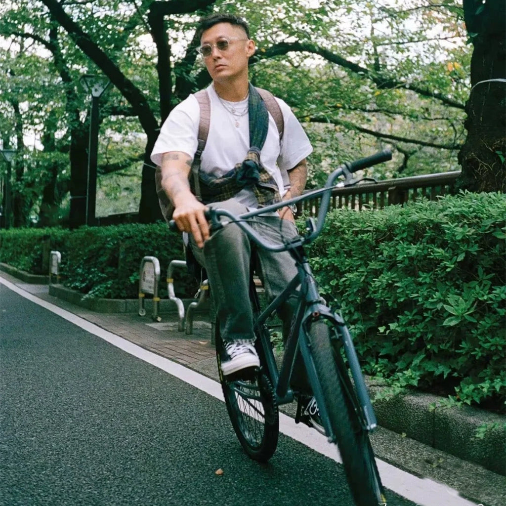 Japanese tooling heavy small collar short sleeve men pure cotton fashion brand pocket T-shirt