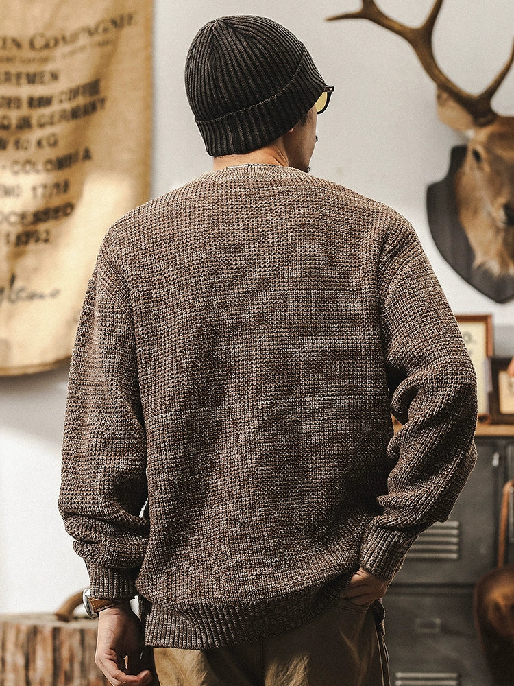 American retro 760g heavy sweater men's winter 2024 new Japanese lazy style inner knitwear autumn and winter