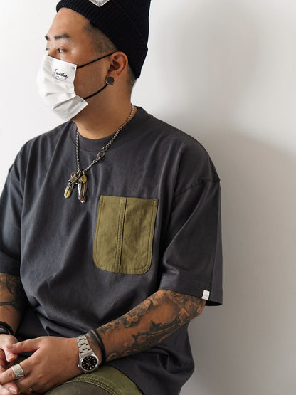 Japanese Workwear Military Pocket Tee – Unisex Loose Short Sleeve T-Shirt