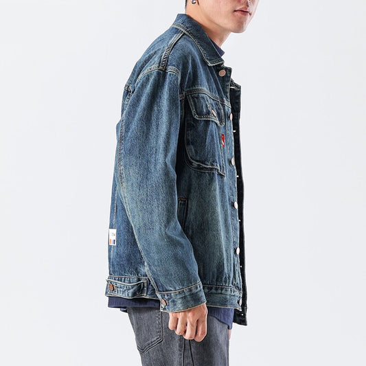 American Vintage Loose Denim Workwear Jacket – Men's Nostalgic Blue – Japanese vintage | yamalin clothes | Yamalinclothes