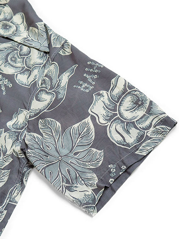 Japanese vintage floral Hawaiian all-over loose short-sleeved shirt