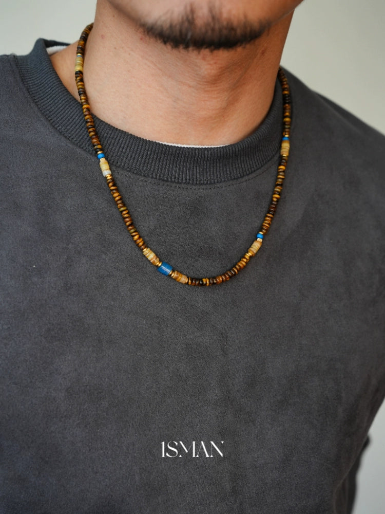 Original design retro niche tiger eye stone abacus bead necklace high-grade beaded natural stone