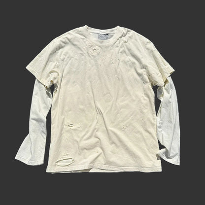 Two distressed trendy couple plus size loose college long-sleeved T-shirts | Japanese vintage | yamalin clothes | Yamalinclothes