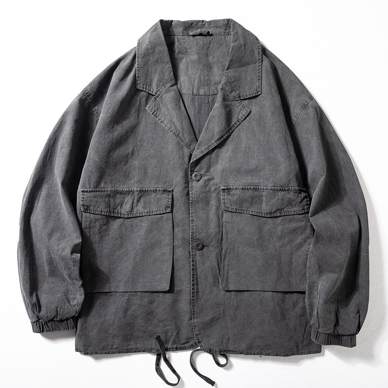 American Heavy Industry Distressed Retro Cargo Jacket – Casual Suit Spring Autumn Men’s – Japanese vintage | yamalin clothes | Yamalinclothes