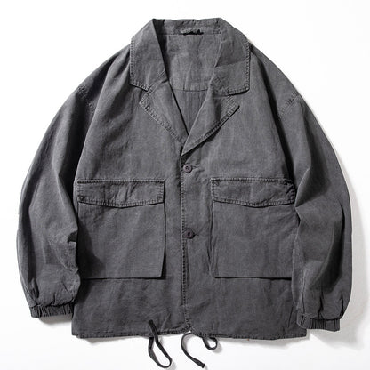 American Heavy Industry Distressed Retro Cargo Jacket – Casual Suit Spring Autumn Men’s – Japanese vintage | yamalin clothes | Yamalinclothes