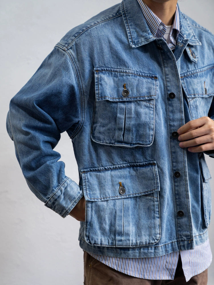 NEW THIS YEAR POPULAR AMERICAN RETRO CASUAL WASH DENIM JACKET MEN'S JACKET 2024