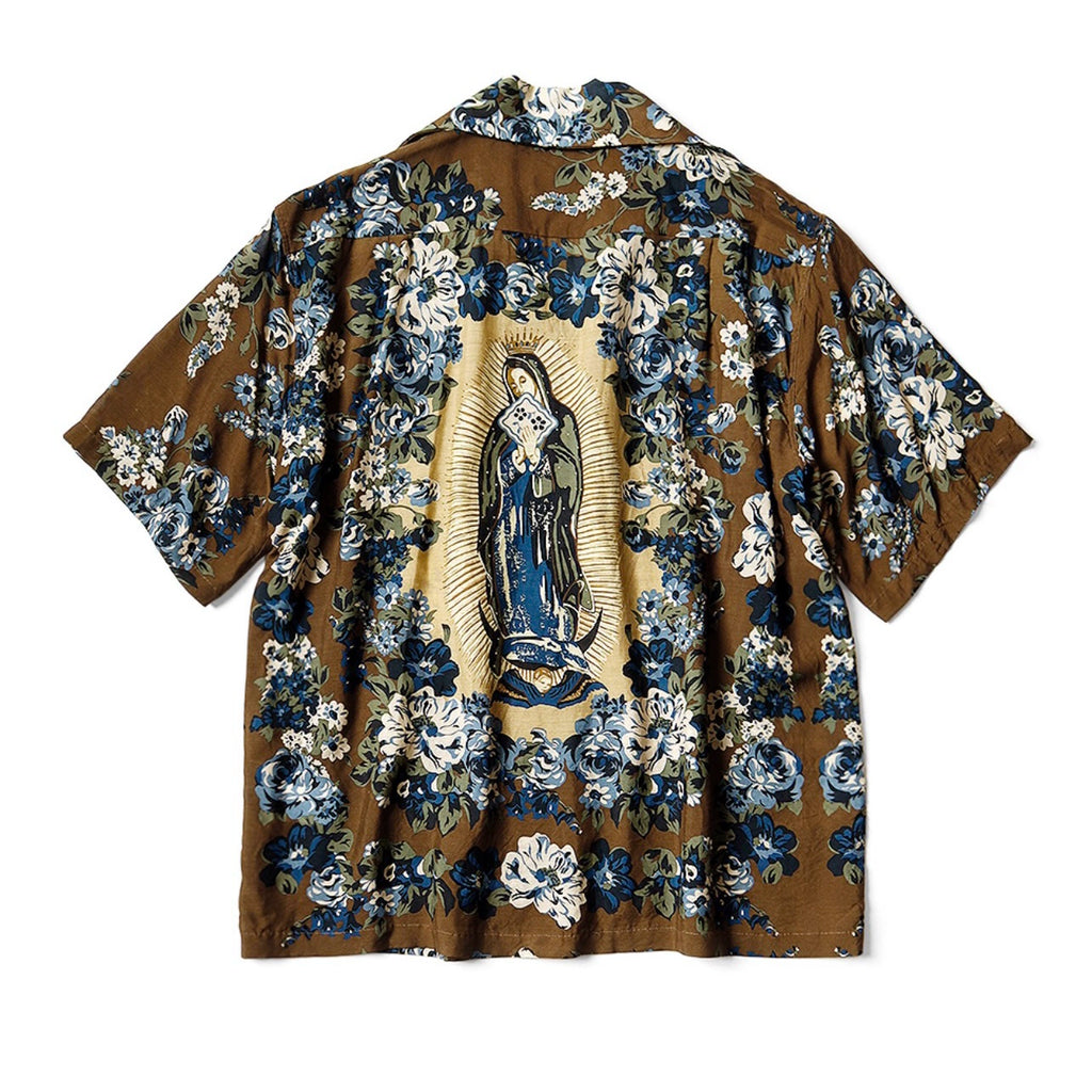 Japanese casual Hawaiian floral Madonna Cuban collar short-sleeved shirt