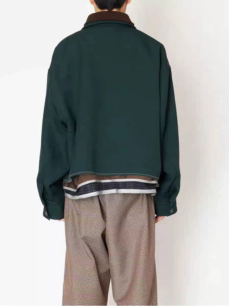 Japanese relaxed-fit layered-lapel wool tweed jacket