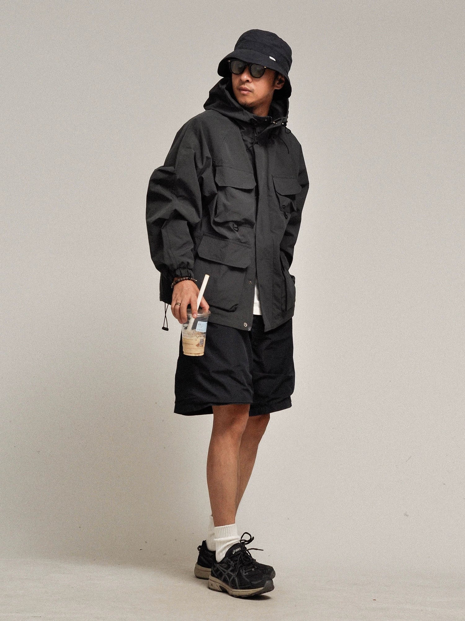 Mountain system! Camping control! Japanese autumn and winter outdoor function multi-pocket loose hooded waterproof men's jacket jacket tide