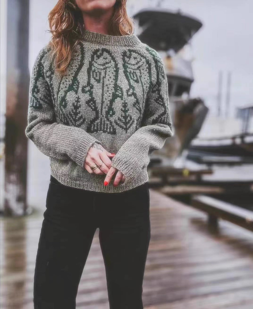 Polar Bear Heart Jacquard Sweater – Japanese Retro Unisex Knit