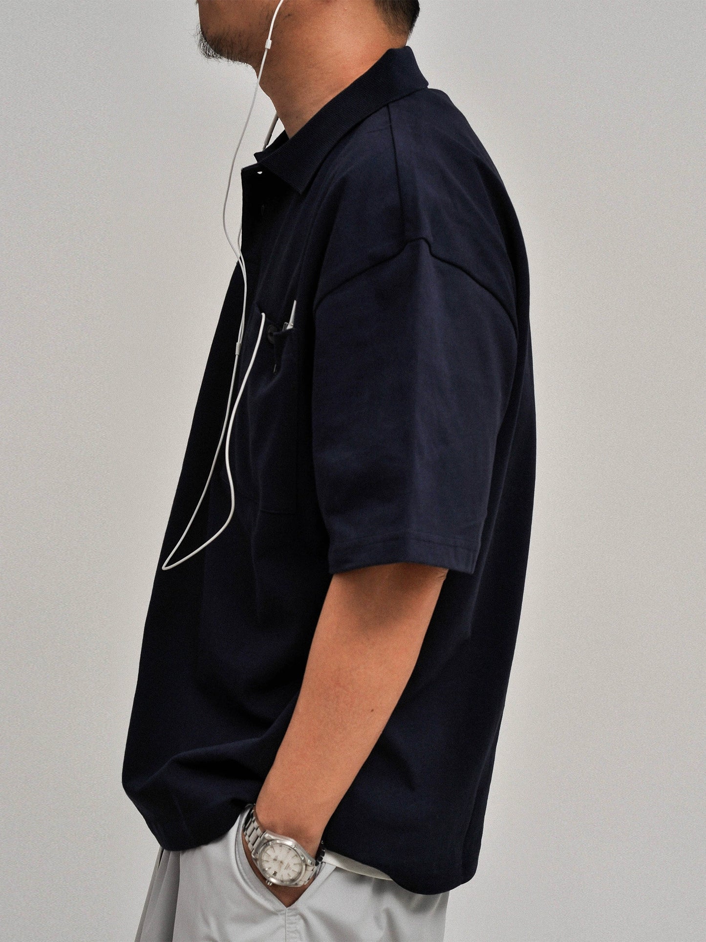 Correct version! Richao heavy 300g piqué loose silhouette cityboy solid color short sleeve polo shirt men