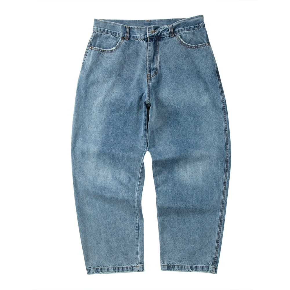 fashion brand jeans for men, washed and worn straight and worn Hong Kong style overalls