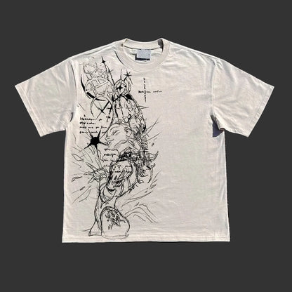 260g Anime Cartoon Line Art T-Shirt – Unisex Regular & Drop Shoulder