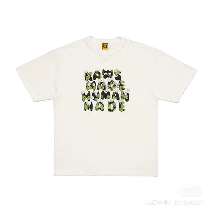 Japanese slub cotton heavy short sleeve t-shirt cartoon print summer short tee