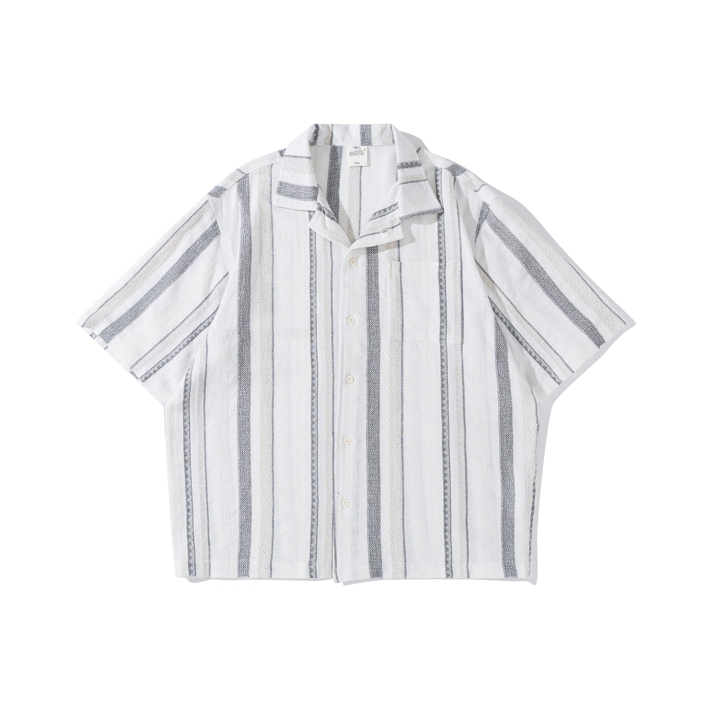 Vintage yarn-dyed striped short-sleeved shirts for men and women Cuban collar beach shirts