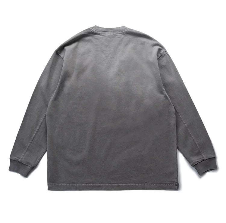 Distressed washed round neck pullover loose fit American style T-shirt