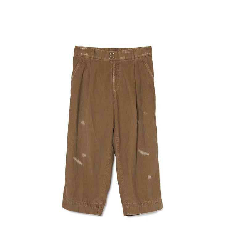 Japanese two-tone casual trend distressed unisex loose corduroy pants