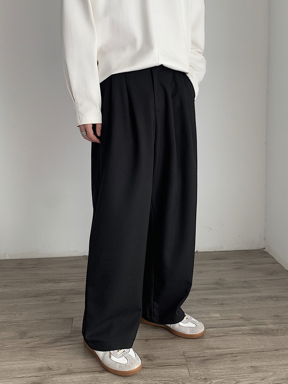 Japanese Retro Double Pleated Wide-Leg Suit Pants – Oversized Unisex Slacks
