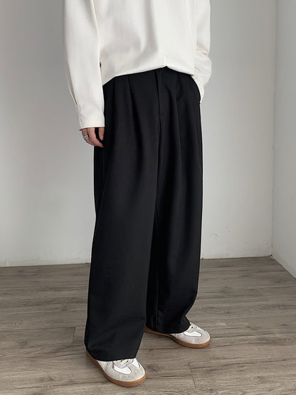 Japanese Retro Double Pleated Wide-Leg Suit Pants – Oversized Unisex Slacks