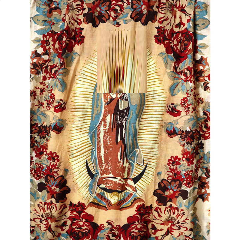 Portrait floral print casual lapel short-sleeved shirt