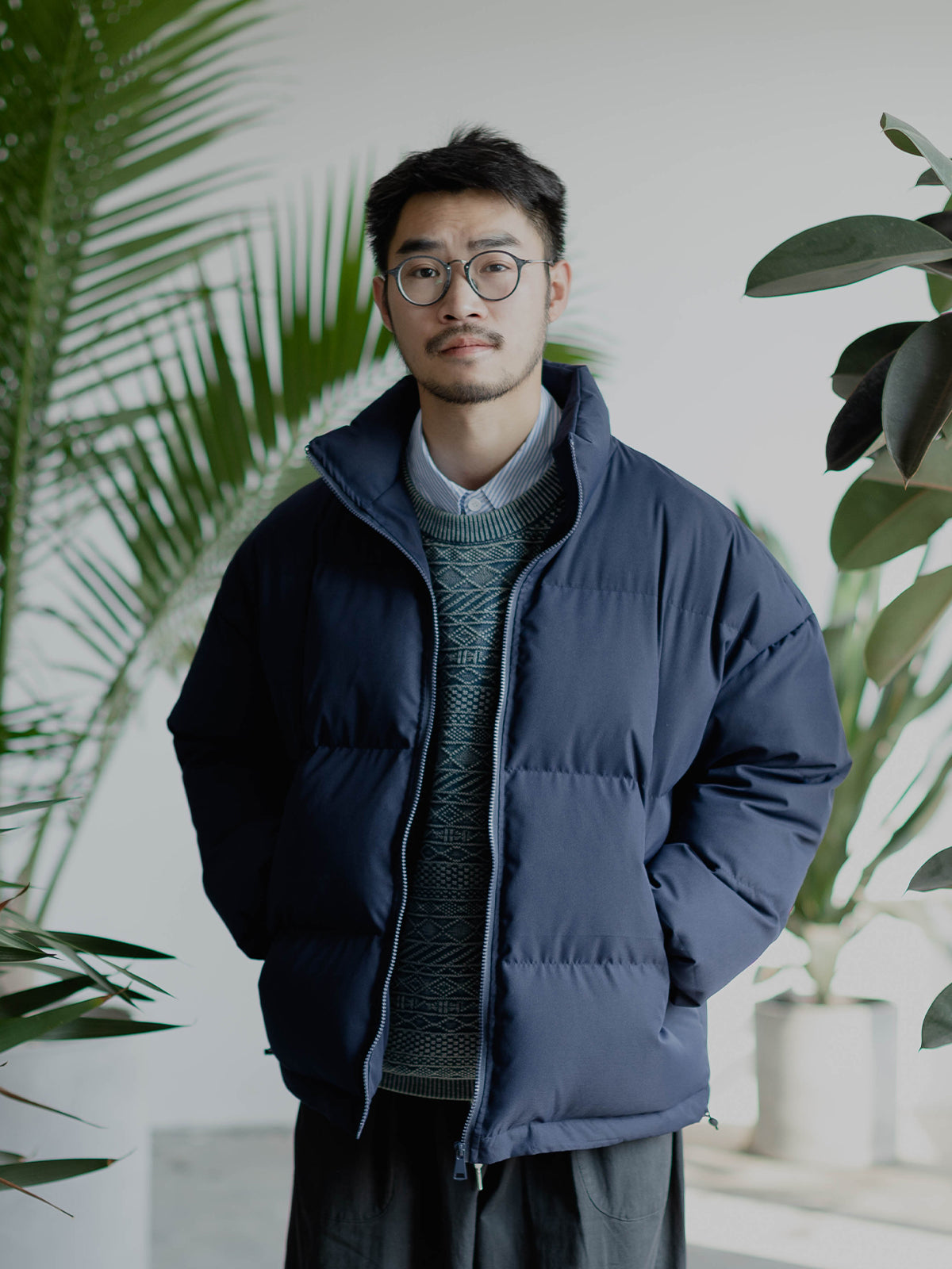 Japanese short bread jacket men's black stand-up collar cotton jacket in winter thick cotton jacket loose warm jacket