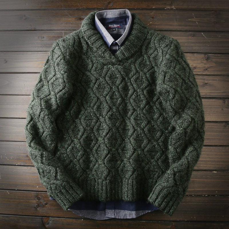 Heavy hard goods 100/wool Italian custom foreign trade original single tail goods men's thickened knitted sweater jacket