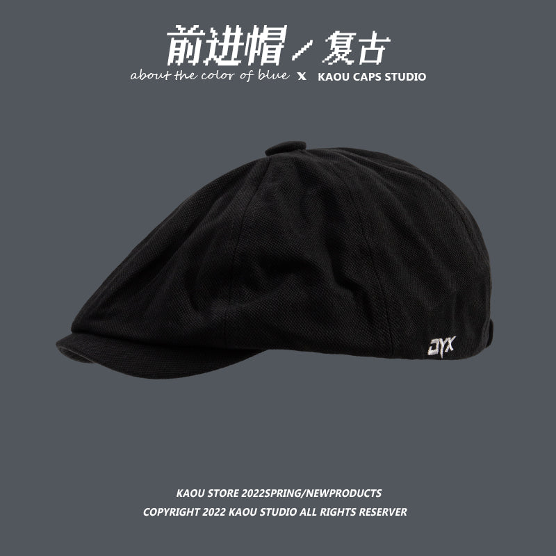 Japanese retro forward hat front and back can wear peaked hat, men's khaki newsboy hat, hipster beret female painter hat