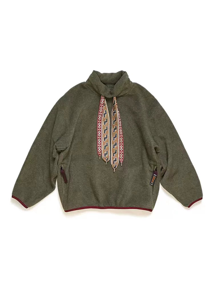 20AW Hirata Kazuhiro Japanese casual color streamer turtleneck fleece pullover sweater jacket