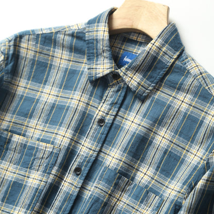 Washed Plaid Casual Shirt – American Retro Unisex Spring Autumn