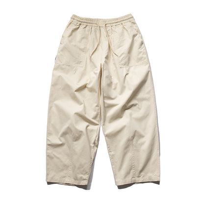 Washed Brushed Cotton Cargo Wide-Leg Trousers – Oversized Unisex Slacks