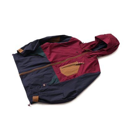 Japanese men's vintage color-block hooded outdoor windproof multi-pocket casual jacket for young men and women